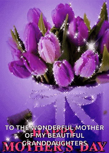 Mother's Day Greeting Card With Flowers In Pink Vase GIF
