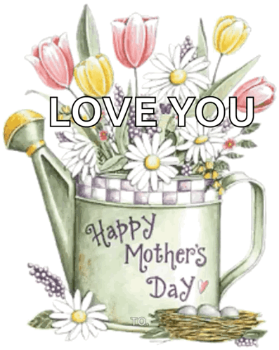 Mother's Day Greeting Card With Hearts And Roses GIF