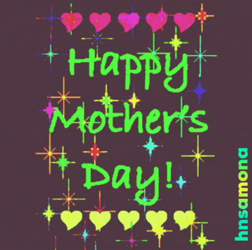 Mother's Day Greeting Card with Hearts and Stars
