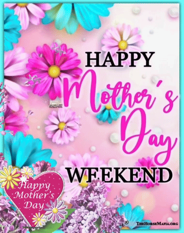 Mother's Day Greeting Card with Pink and Blue Flowers