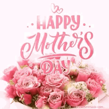 Mother's Day Greeting Card with Pink Roses