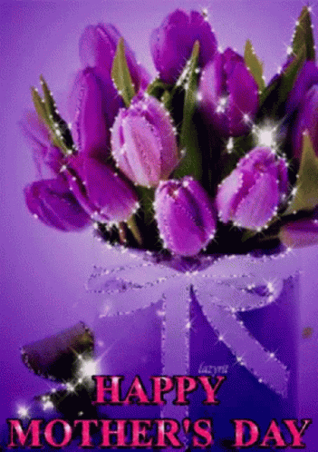 Mother's Day Greeting Card with Purple Tulips