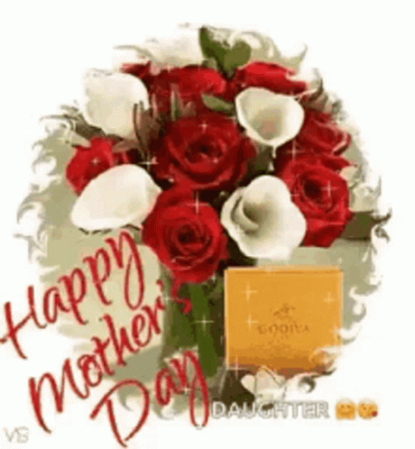 Mother's Day Greeting Card With Roses and Chocolates