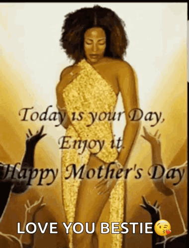 Mother's Day Greeting Card Woman in Gold Dress