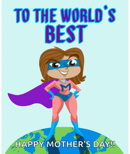 Mother's Day Poster With Superhero Cartoon GIF