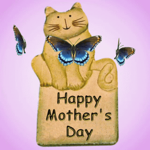Mother's Day Sign With Cat and Butterflies