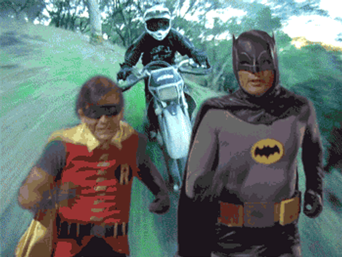 Moto Moto Race Batman And Robin Running GIF