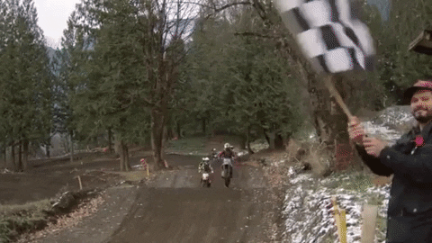 Motorbikes Flag Down Finish Line GIF