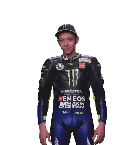 Motorcycle Racer in Monster Energy Outfit