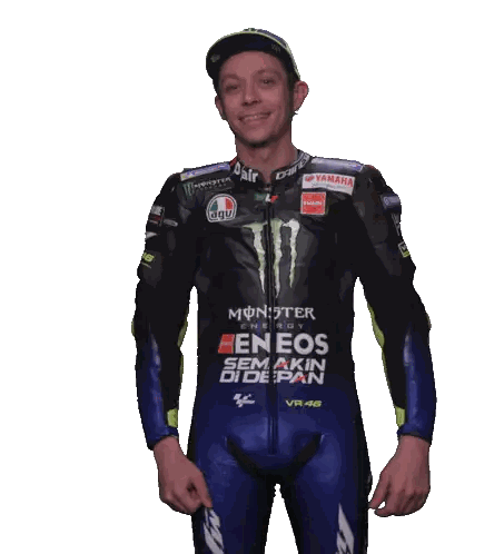 Motorcycle Racer in Monster Energy Outfit