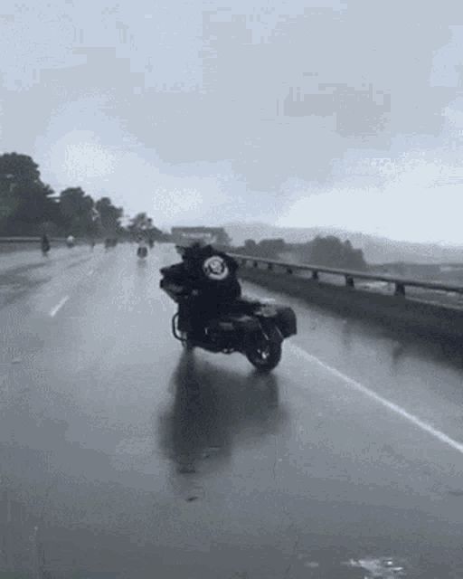 Motorcycle Skidding In A Rain Cool GIF