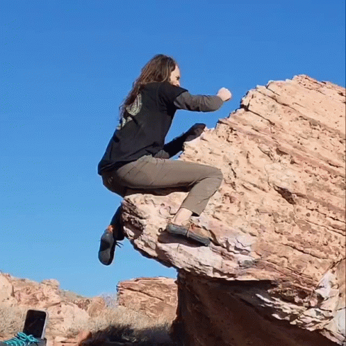 Mountain Climbers Cheering On The Edge GIF