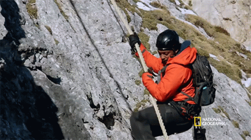 Mountain Climbers Going Down GIF