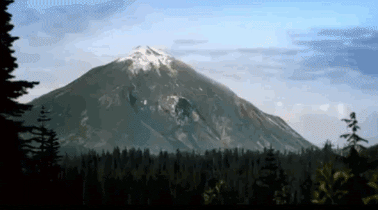Mountain Land Slide And Eruption GIF