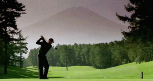 Mountain Silhouette In Golf Course GIF