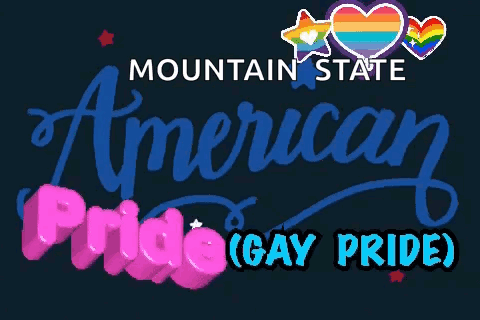 Mountain State American Pride Logo With Rainbow Hearts and Stars