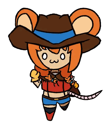 Mouse in Cowboy Hat Holding Gun