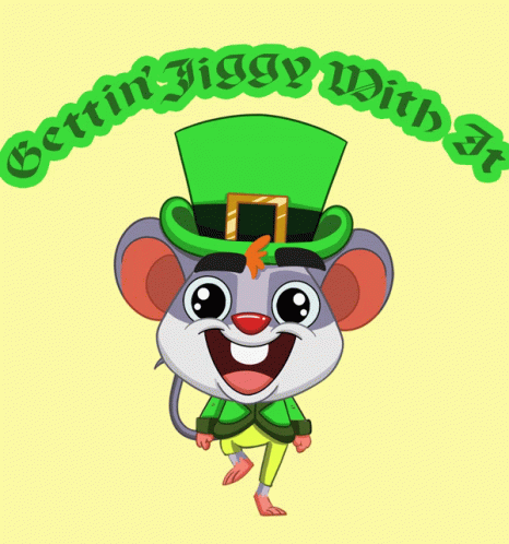 Mouse In Leprechaun Costume Doing Irish Jig GIF