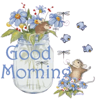 Mouse in Mason Jar Good Morning