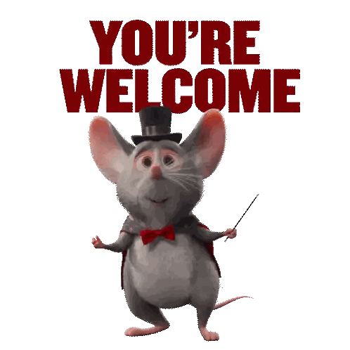 Mouse in Top Hat and Bow Tie Saying Youre Welcome