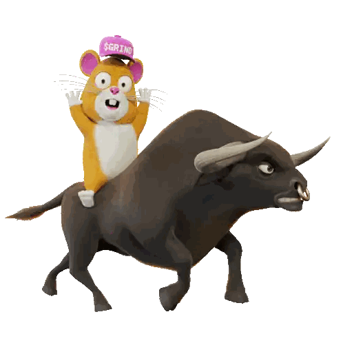 Mouse Riding Bull Wearing Purple Grind Hat