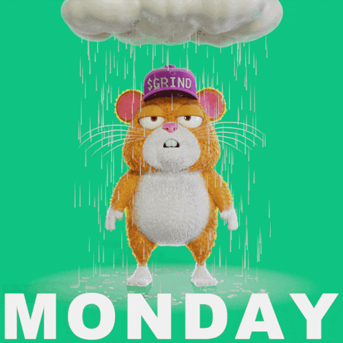 Mouse Wearing Purple Hat Saying Grind In Rain GIF