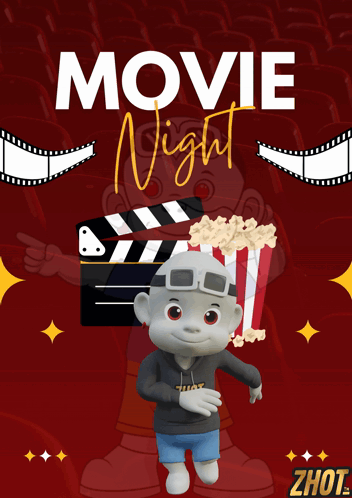 Movie Night Poster With Cartoon Character