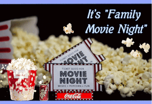 Movie Night Poster with Popcorn and Coca Cola