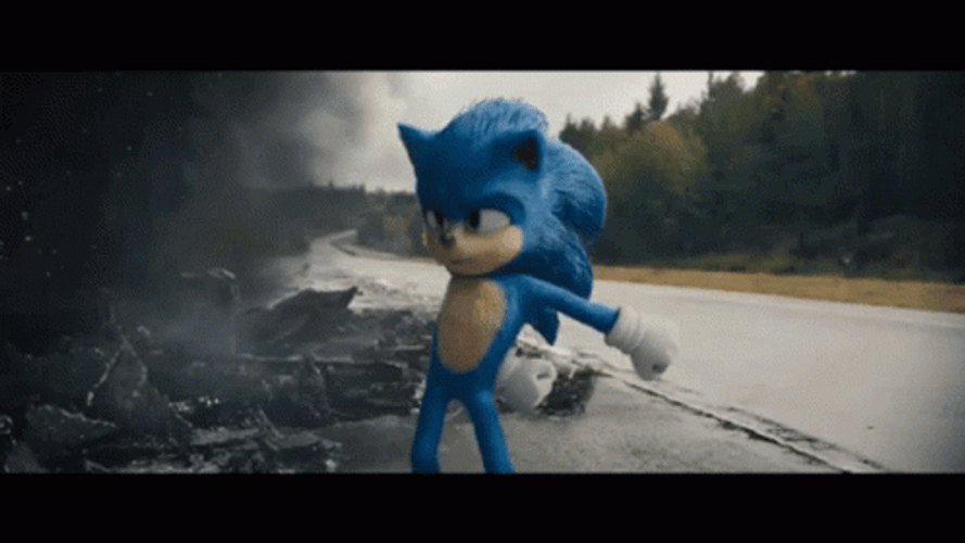 Animated Sonic The Blue Hedgehog Break Dancing In The Road GIF 