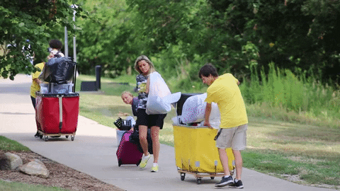 Moving Day College Students Drag Cart GIF