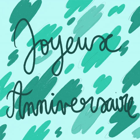 Moving Joyeux Anniversaire Greeting Green Background GIF