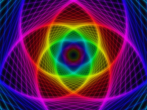 Moving Rainbow Flower Of Life GIF