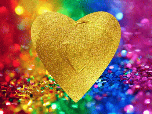 Moving Rainbow Glitter Heart GIF