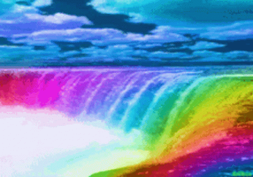 Moving Rainbow Waterfalls GIF