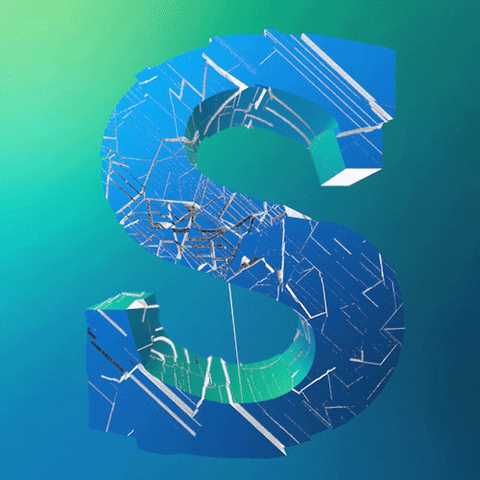 Moving S With Glass Cracks GIF