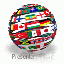 Moving Spinning Globe World Flag Animated GIF