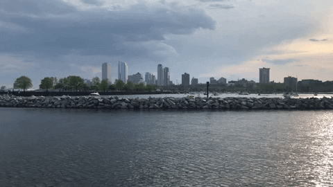 Moving Water By The City GIF