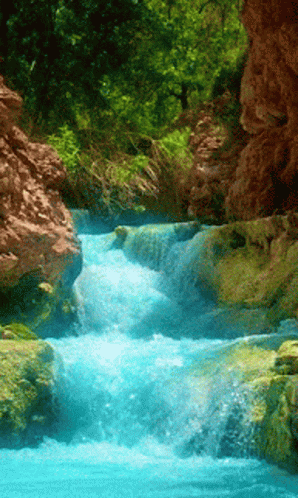 Moving Water Clear And Blue GIF