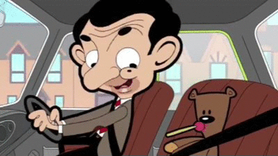 Mr. Bean Driving Car GIF