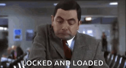 Mr. Bean Eyes Closed Locked And Loaded GIF