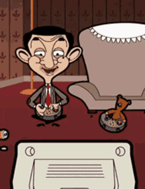 Mr. Bean Playing Video Games GIF 