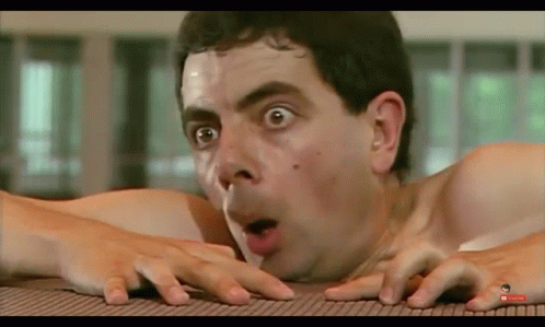 Mr Bean Pool Shivering GIF