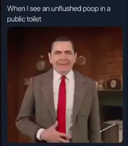 Mr Bean Public Toilet Poop Meme GIF