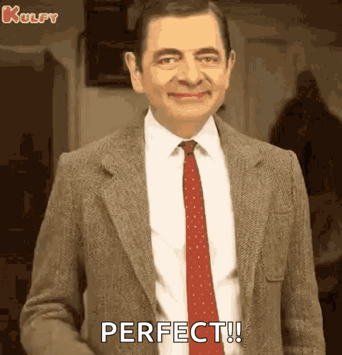 Mr Bean Smiling and Saying Perfect