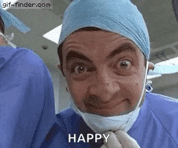 Mr Bean Surgical Mask Gloves Funny Face Happy GIF