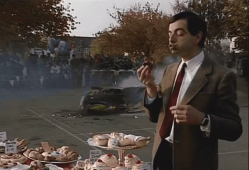 Mr Bean Waiting Car Crushed GIF