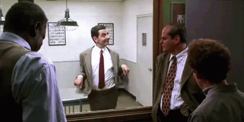 Mr Bean Waiting Dancing One Way Mirror GIF