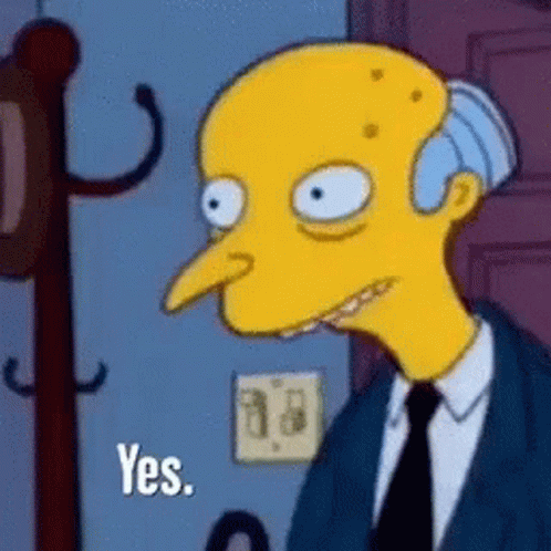 Mr. Burns From The Simpsons Is Wearing A Suit And Tie And Smiling . GIF