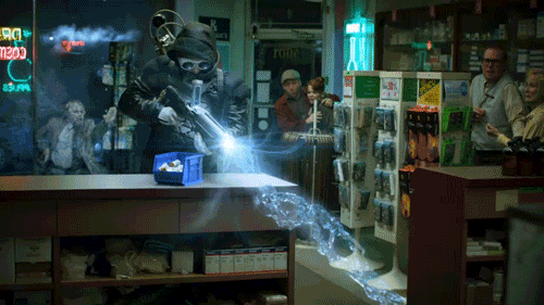 Mr Freeze Shooting Freeze Gun In Store GIF