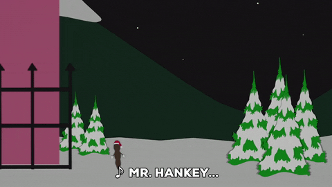 Mr Hankey Running Fast In Snow GIF